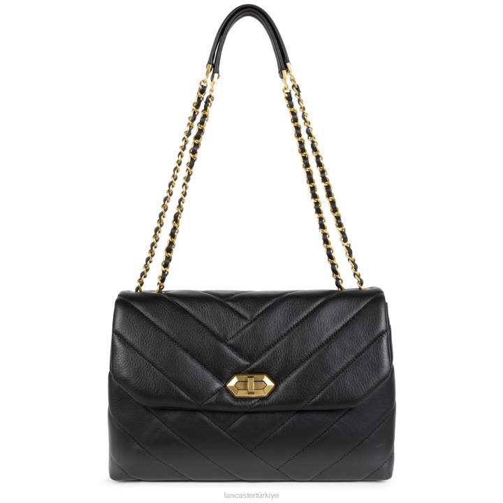 kadınlar büyük çapraz askılı çanta yumuşak matelasse kara Lancaster Paris çanta H0LP2004