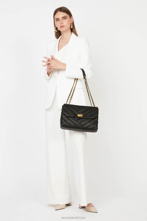 kadınlar büyük çapraz askılı çanta yumuşak matelasse kara Lancaster Paris çanta H0LP2004