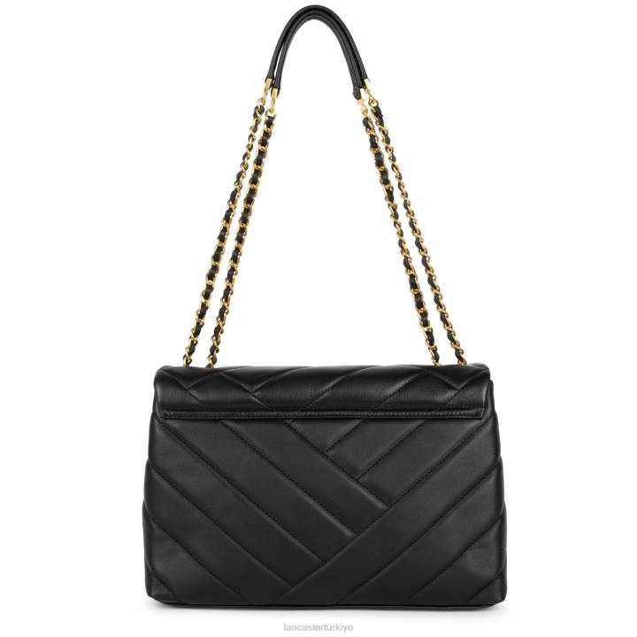 kadınlar büyük çapraz askılı çanta yumuşak matelasse kara Lancaster Paris çanta H0LP2004