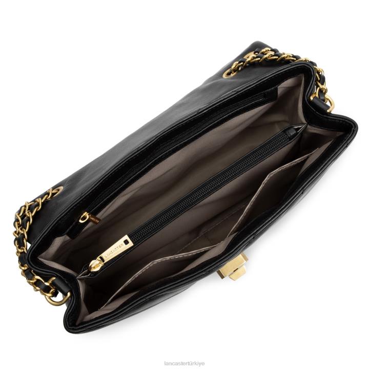 kadınlar büyük çapraz askılı çanta yumuşak matelasse kara Lancaster Paris çanta H0LP2004