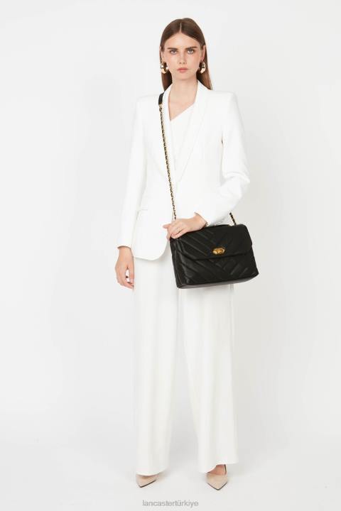 kadınlar büyük çapraz askılı çanta yumuşak matelasse kara Lancaster Paris çanta H0LP2004