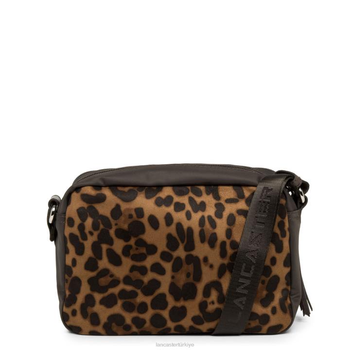 kadınlar crossbody çanta temel ponpon kestane rengi leopar Lancaster Paris çanta H0LP1775