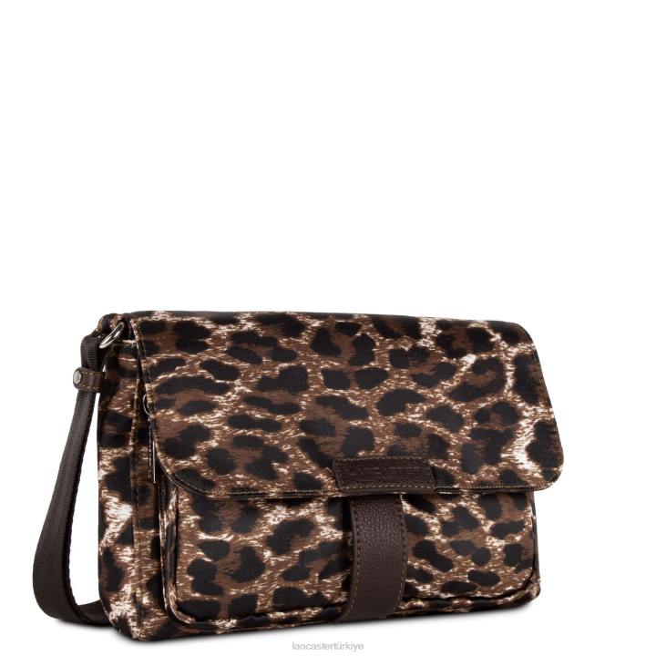kadınlar crossbody çanta temel spor kestane rengi leopar Lancaster Paris çanta H0LP1794