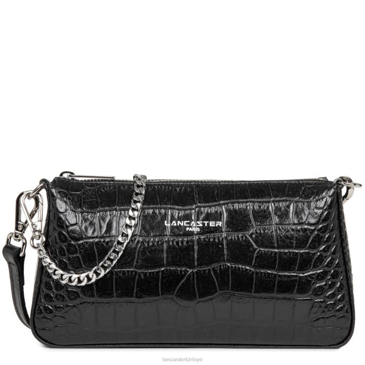kadınlar egzotik lezard & croco fr küçük çapraz askılı çanta kara Lancaster Paris çanta H0LP192
