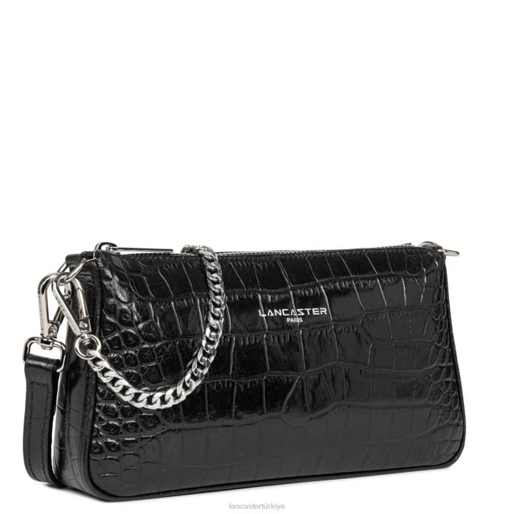 kadınlar egzotik lezard & croco fr küçük çapraz askılı çanta kara Lancaster Paris çanta H0LP192