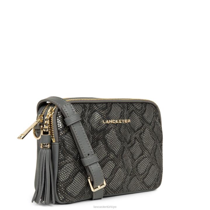 kadınlar küçük çapraz çanta matmazel ana gris metal pitonu Lancaster Paris çanta H0LP1987