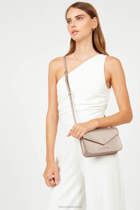 kadınlar küçük çapraz askılı çanta Saffiano imzası Şampanya Lancaster Paris çanta H0LP110