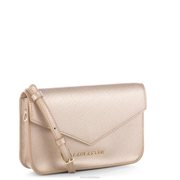 kadınlar küçük çapraz askılı çanta Saffiano imzası Şampanya Lancaster Paris çanta H0LP110