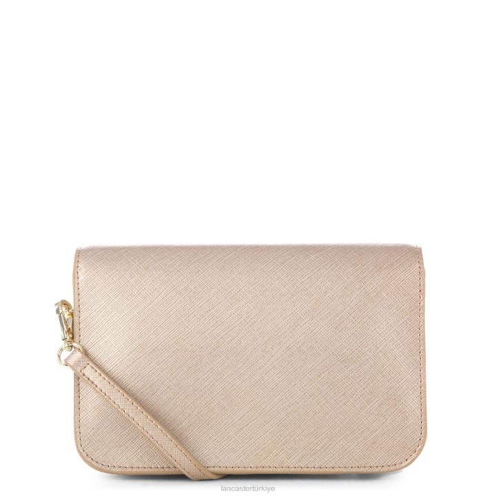 kadınlar küçük çapraz askılı çanta Saffiano imzası Şampanya Lancaster Paris çanta H0LP110