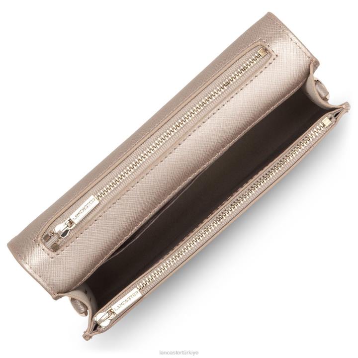 kadınlar küçük çapraz askılı çanta Saffiano imzası Şampanya Lancaster Paris çanta H0LP110