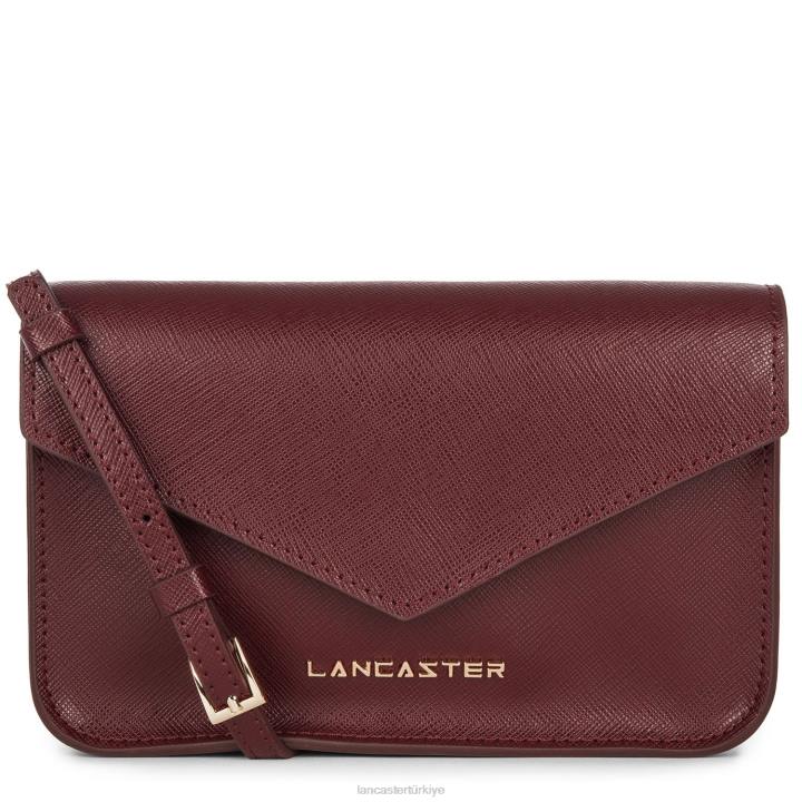 kadınlar küçük çapraz askılı çanta Saffiano imzası bordo Lancaster Paris çanta H0LP111