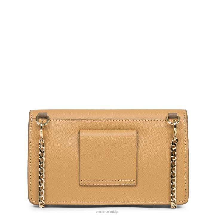 kadınlar küçük çapraz askılı çanta Saffiano imzası doğal-poudre-vison Lancaster Paris çanta H0LP130