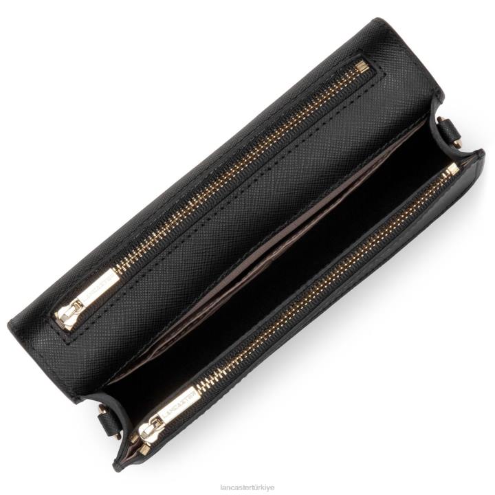 kadınlar küçük çapraz askılı çanta Saffiano imzası kara Lancaster Paris çanta H0LP103