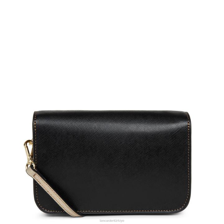 kadınlar küçük çapraz askılı çanta Saffiano imzası noir-deve-şampanya Lancaster Paris çanta H0LP124