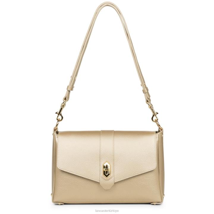 kadınlar m çapraz çanta foulonne çift kişilik çıplak şampanya Lancaster Paris çanta H0LP1451