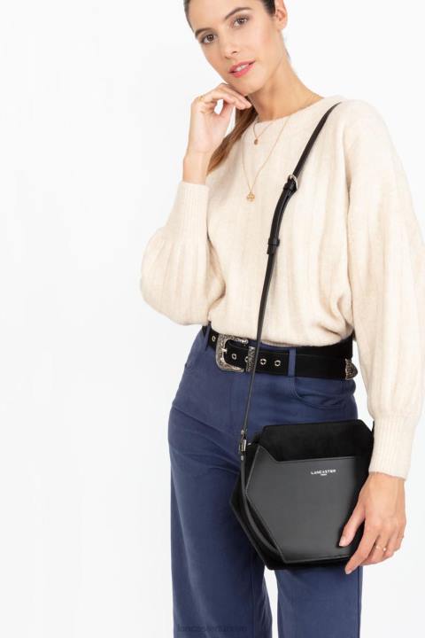 kadınlar m çapraz askılı çanta pürüzsüz dantelli kara Lancaster Paris çanta H0LP2206