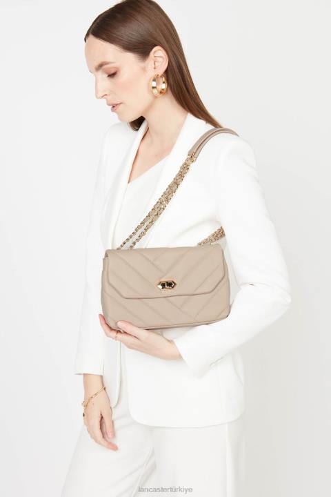 kadınlar m çapraz askılı çanta yumuşak matelasse bej Lancaster Paris çanta H0LP1615