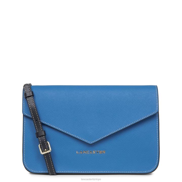kadınlar m crossbody çanta Saffiano imzası bleu camgöbeği-gris perle-bleu fonce Lancaster Paris çanta H0LP2122