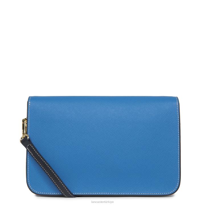 kadınlar m crossbody çanta Saffiano imzası bleu camgöbeği-gris perle-bleu fonce Lancaster Paris çanta H0LP2122