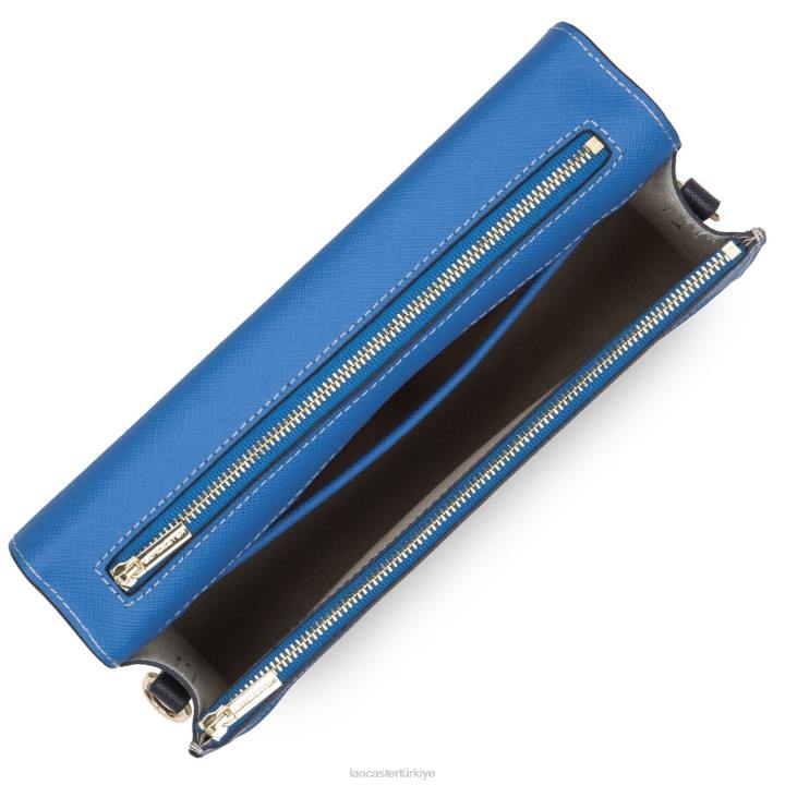 kadınlar m crossbody çanta Saffiano imzası bleu camgöbeği-gris perle-bleu fonce Lancaster Paris çanta H0LP2122