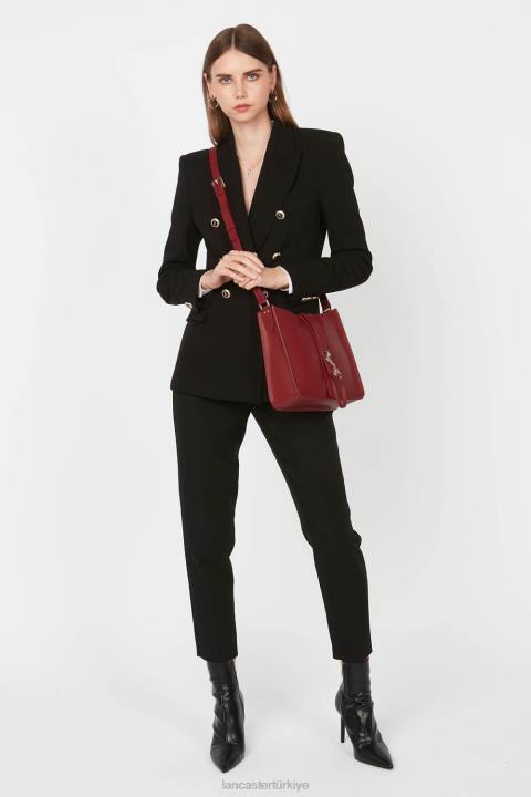 kadınlar m crossbody çanta foulonne çift kanca kızarık karmin Lancaster Paris çanta H0LP1527