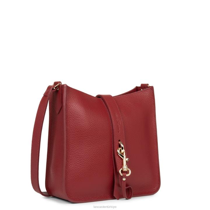 kadınlar m crossbody çanta foulonne çift kanca kızarık karmin Lancaster Paris çanta H0LP1527