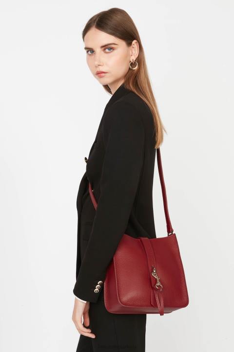 kadınlar m crossbody çanta foulonne çift kanca kızarık karmin Lancaster Paris çanta H0LP1527