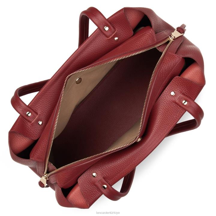 kadınlar büyük taşıma çantası foulonne çift kişilik kızarık karmin Lancaster Paris çanta H0LP2914