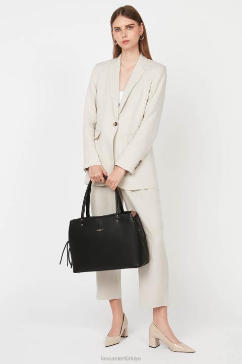 kadınlar büyük taşıma çantası foulonne çift kişilik noir-in-çıplak Lancaster Paris çanta H0LP2916