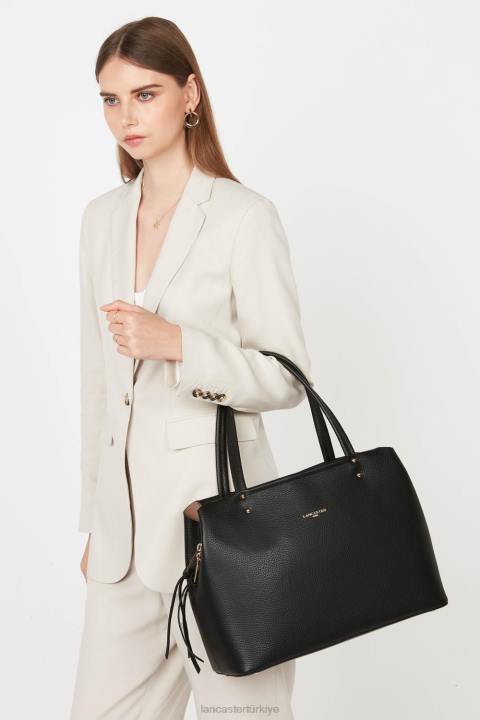 kadınlar büyük taşıma çantası foulonne çift kişilik noir-in-çıplak Lancaster Paris çanta H0LP2916