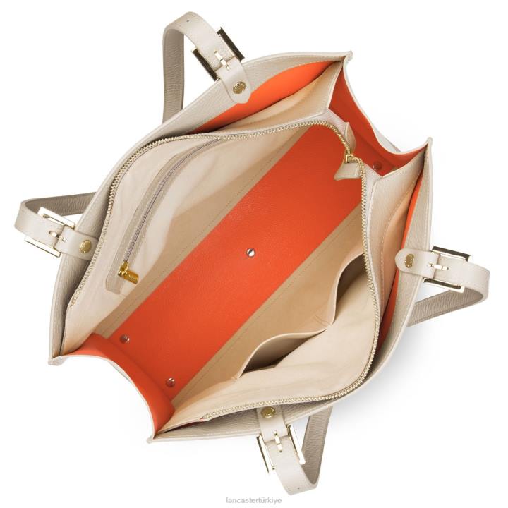 kadınlar büyük taşıma çantası foulonne çift kişilik turuncu-bej Lancaster Paris çanta H0LP2907