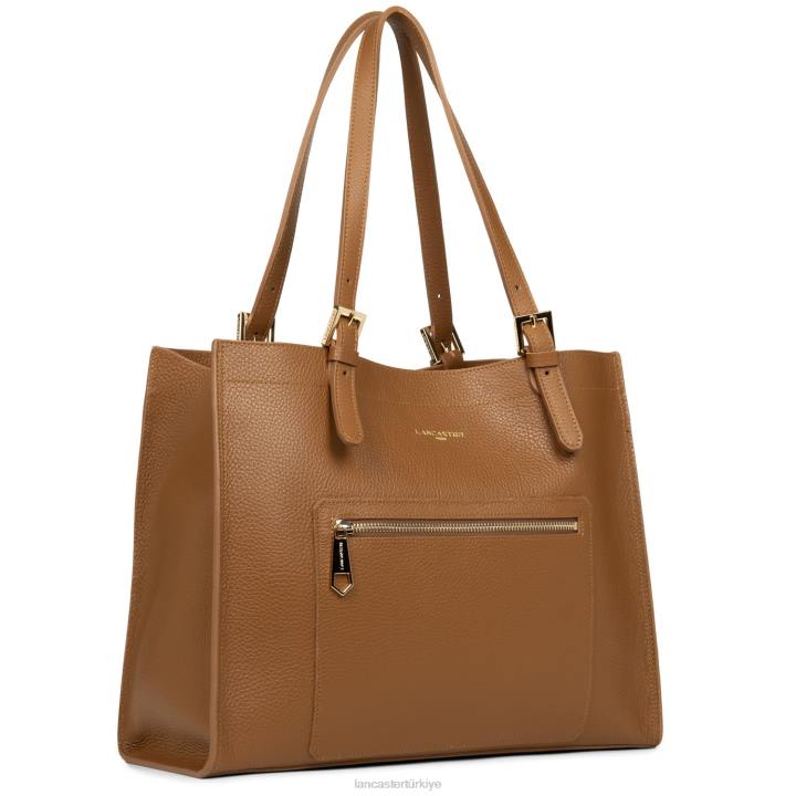 kadınlar büyük taşıma çantası foulonne çift kişilik turuncu deve Lancaster Paris çanta H0LP2904