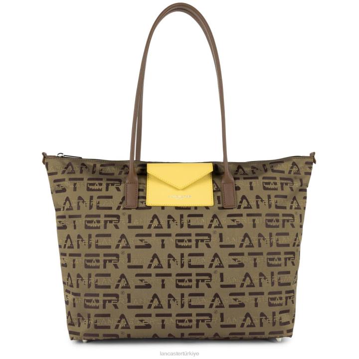 kadınlar büyük taşıma çantası logosu kba Marron-Vison-Jaune Lancaster Paris çanta H0LP2858