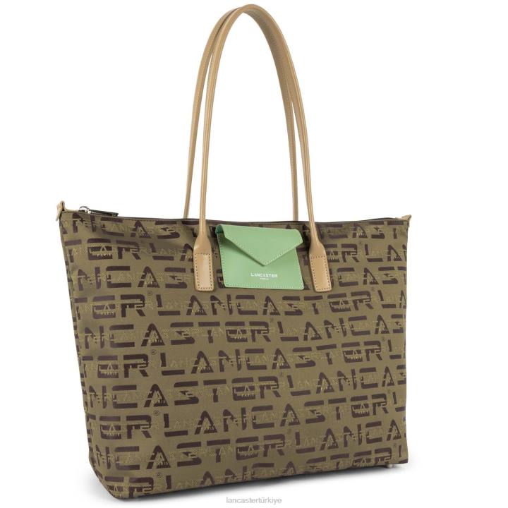 kadınlar büyük taşıma çantası logosu kba marron-natürel-yeşim Lancaster Paris çanta H0LP2856