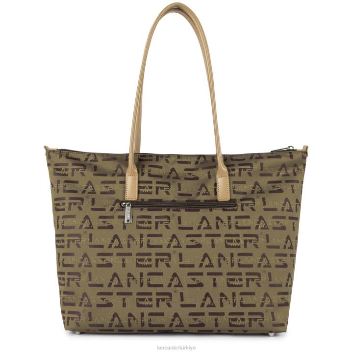 kadınlar büyük taşıma çantası logosu kba marron-natürel-yeşim Lancaster Paris çanta H0LP2856