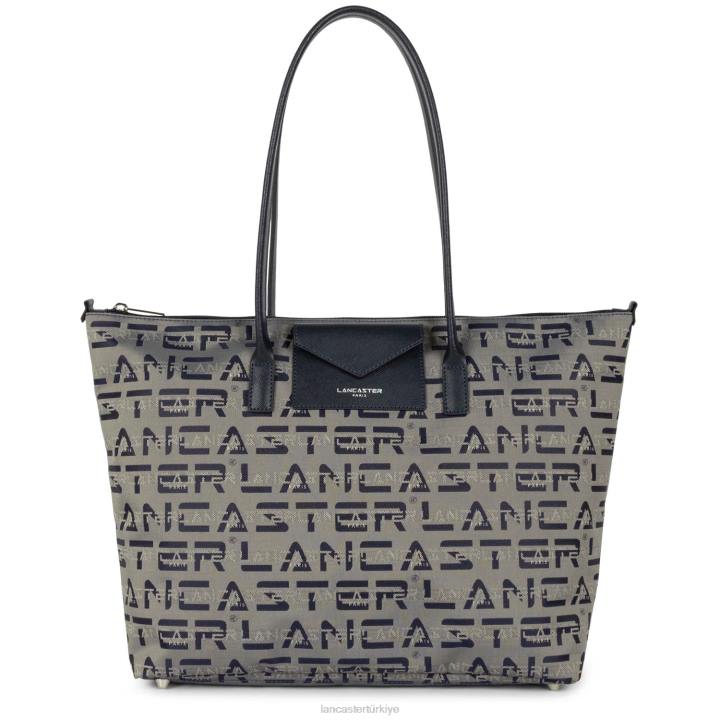 kadınlar büyük taşıma çantası logosu kba mavi fonce Lancaster Paris çanta H0LP2855