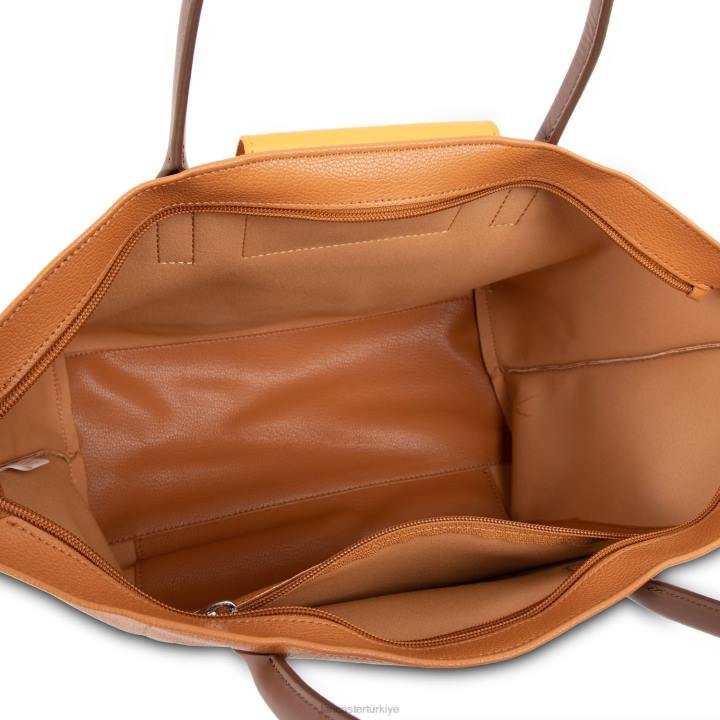 kadınlar büyük taşıma çantası maya altın sarısı vison Lancaster Paris çanta H0LP739