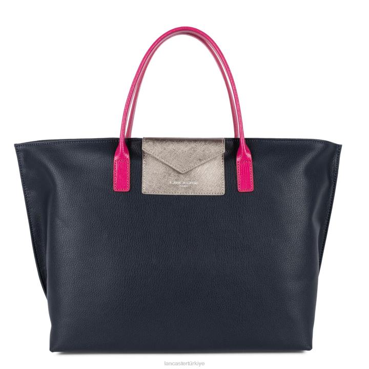 kadınlar büyük taşıma çantası maya bleu fonce-gris argente-fuxia Lancaster Paris çanta H0LP752