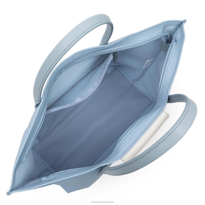 kadınlar büyük taşıma çantası maya hafif bleu ciel-fildişi-bleu cendre Lancaster Paris çanta H0LP722