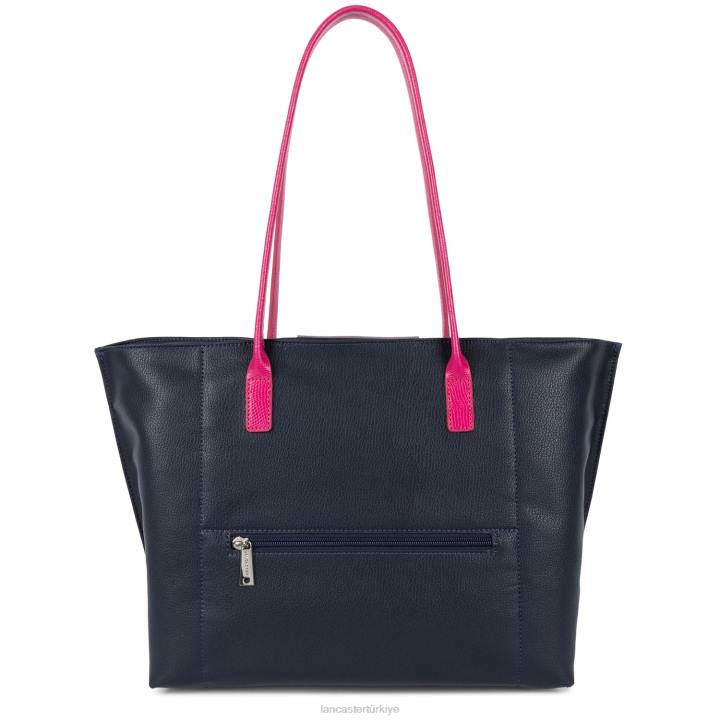 kadınlar büyük taşıma çantası maya hafif bleu fonce-gris argente-fuxia Lancaster Paris çanta H0LP716