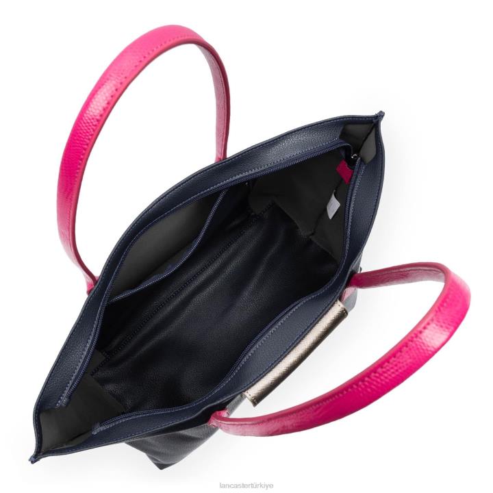 kadınlar büyük taşıma çantası maya hafif bleu fonce-gris argente-fuxia Lancaster Paris çanta H0LP716