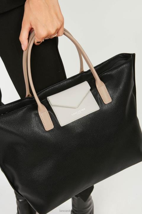kadınlar büyük taşıma çantası maya hafif noir-ekru-çıplak Lancaster Paris çanta H0LP729