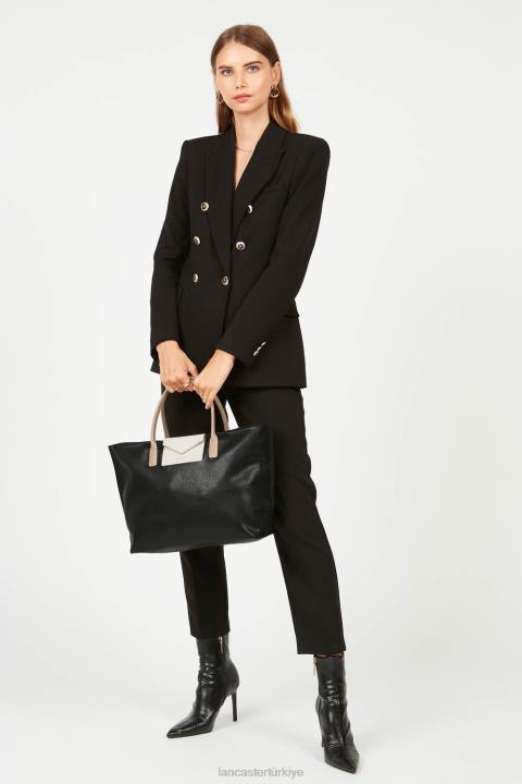 kadınlar büyük taşıma çantası maya hafif noir-ekru-çıplak Lancaster Paris çanta H0LP729