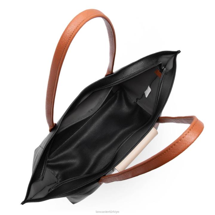 kadınlar büyük taşıma çantası maya hafif noir-galet gülü-konyak Lancaster Paris çanta H0LP718