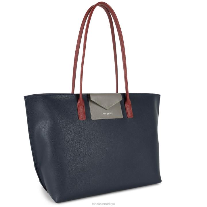 kadınlar büyük taşıma çantası maya yeni bleu fonce-gris chaud-carmin Lancaster Paris çanta H0LP697