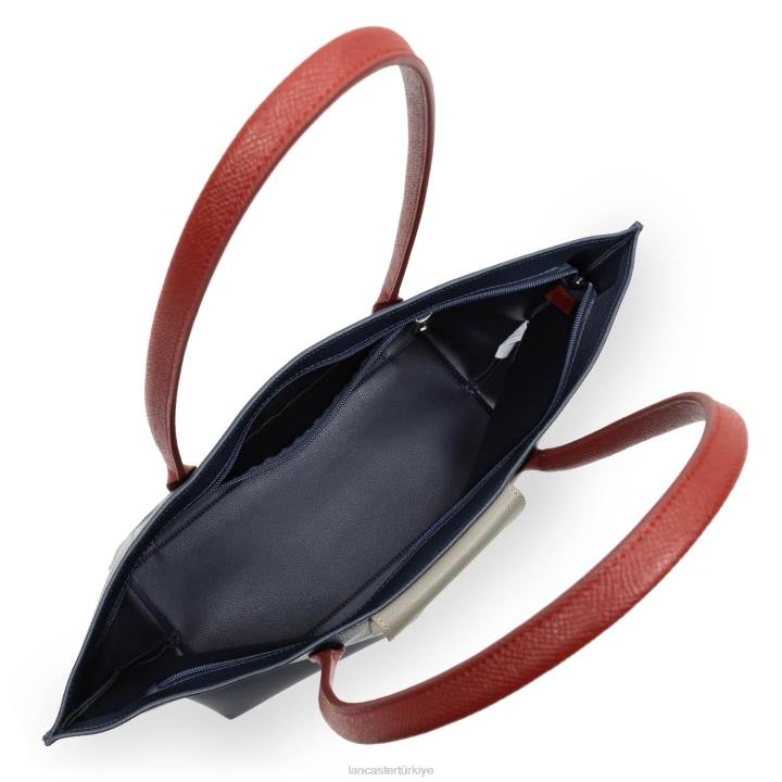 kadınlar büyük taşıma çantası maya yeni bleu fonce-gris chaud-carmin Lancaster Paris çanta H0LP697