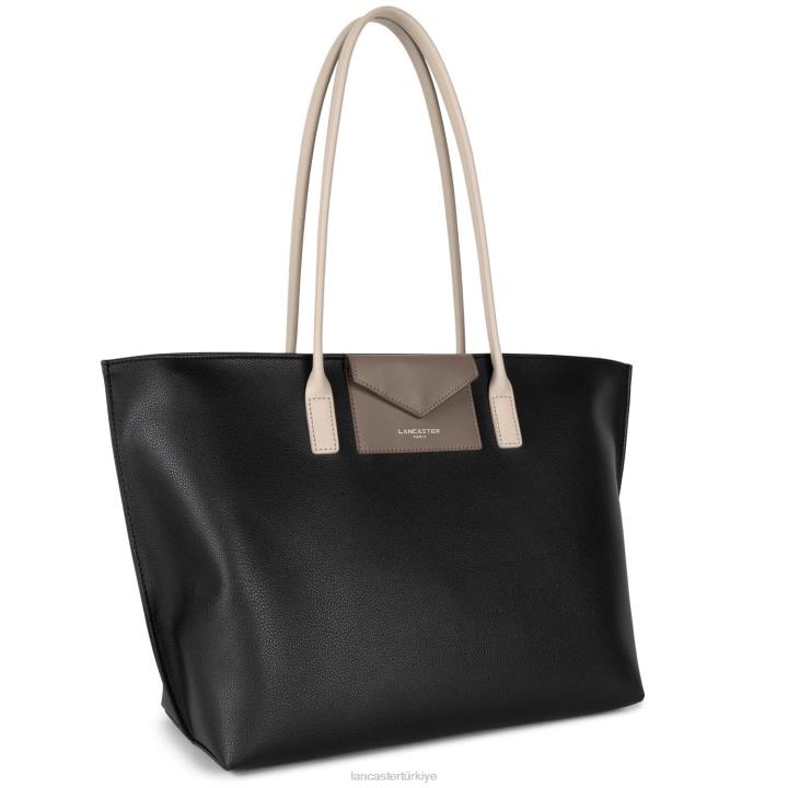 kadınlar büyük taşıma çantası maya yeni noir-taupe-galet gülü Lancaster Paris çanta H0LP710