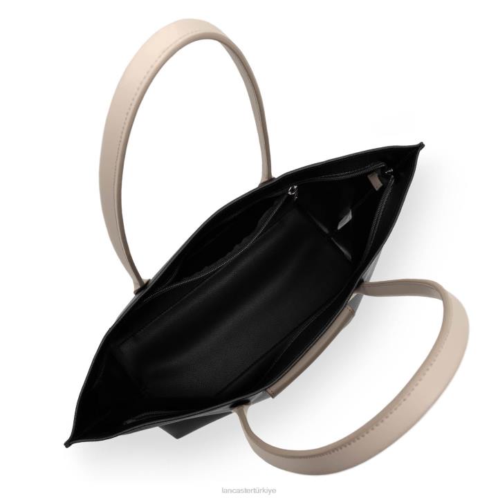 kadınlar büyük taşıma çantası maya yeni noir-taupe-galet gülü Lancaster Paris çanta H0LP710