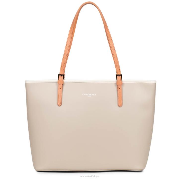 kadınlar büyük taşıma çantası pürüzsüz galet gül-ekru-tutku Lancaster Paris çanta H0LP3137