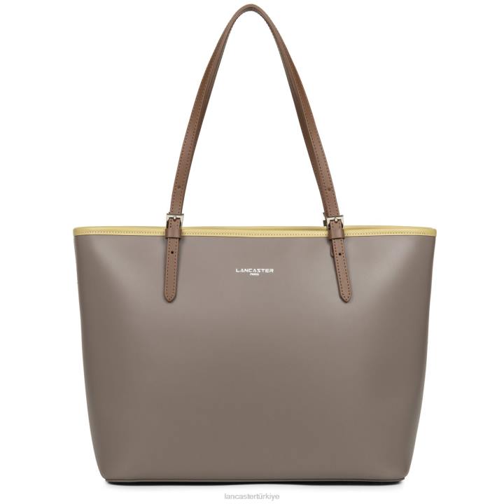 kadınlar büyük taşıma çantası pürüzsüz taupe-gingembre-vizon Lancaster Paris çanta H0LP3126